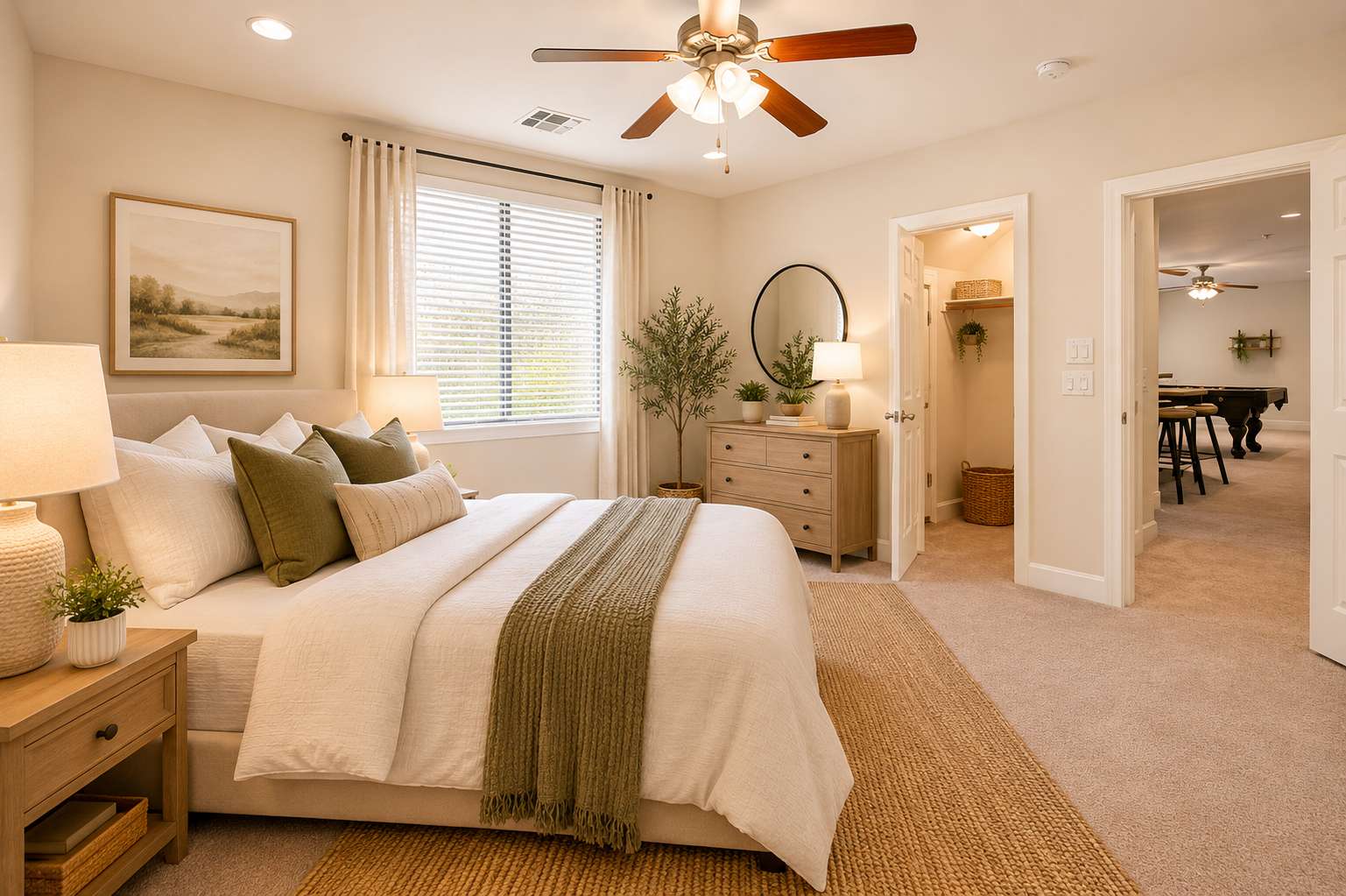 13 of 72. This versatile bedroom provides comfortable accommodations for guests, extended family, or a private office. Its spacious design complements the flexible floor plan and finished basement living spaces.