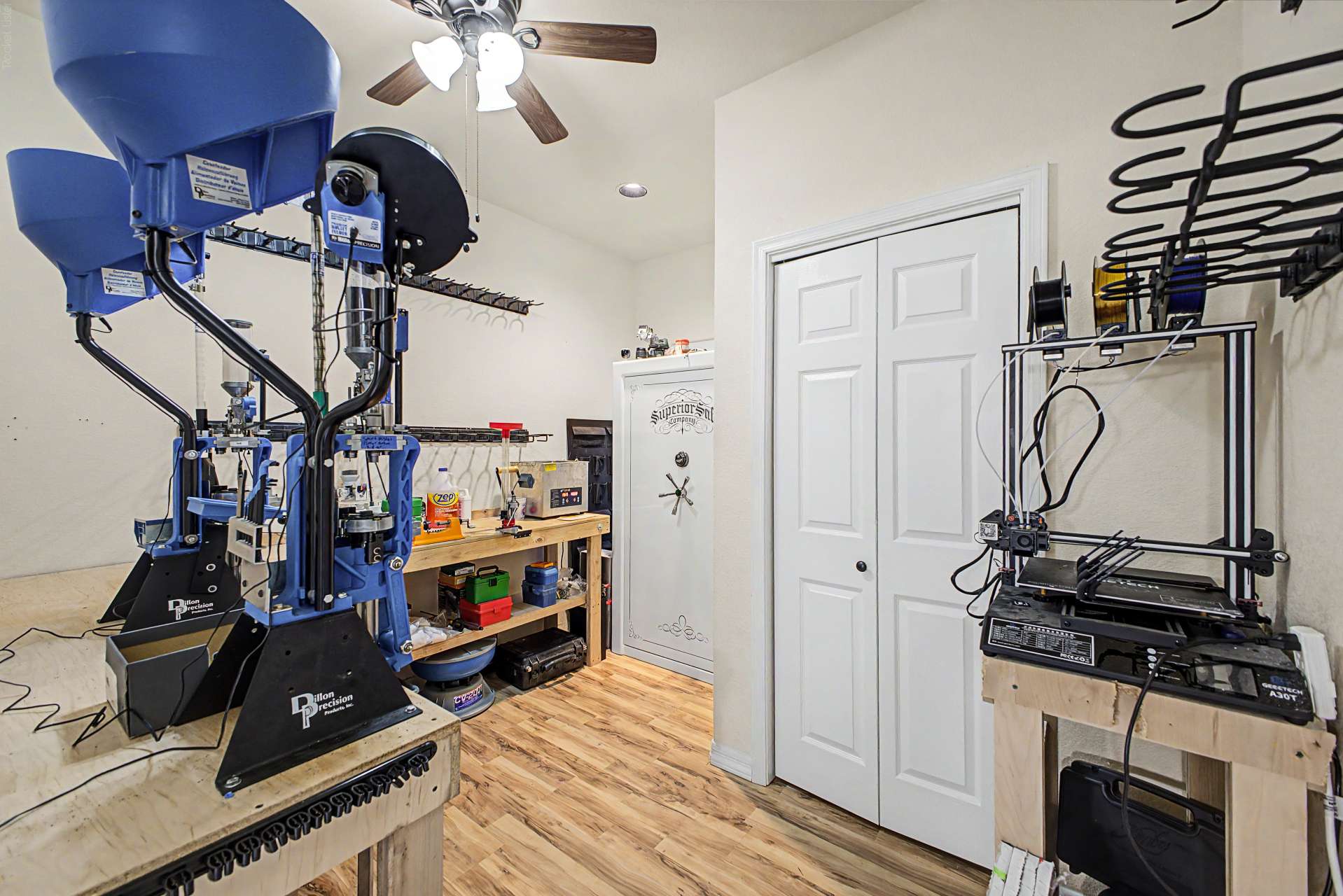 37 of 47. Whether used as a hobby room, workshop, or creative studio, this versatile space offers durable flooring, bright lighting, and plenty of room for projects, storage, and organization.