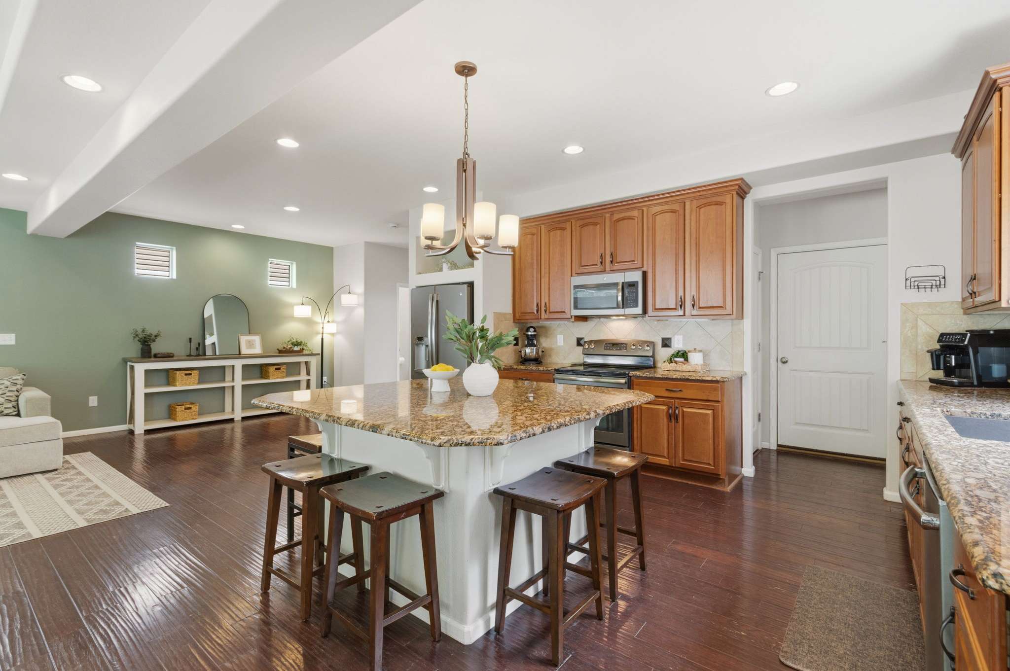 14 of 34. Gather and dine around the oversized kitchen island.