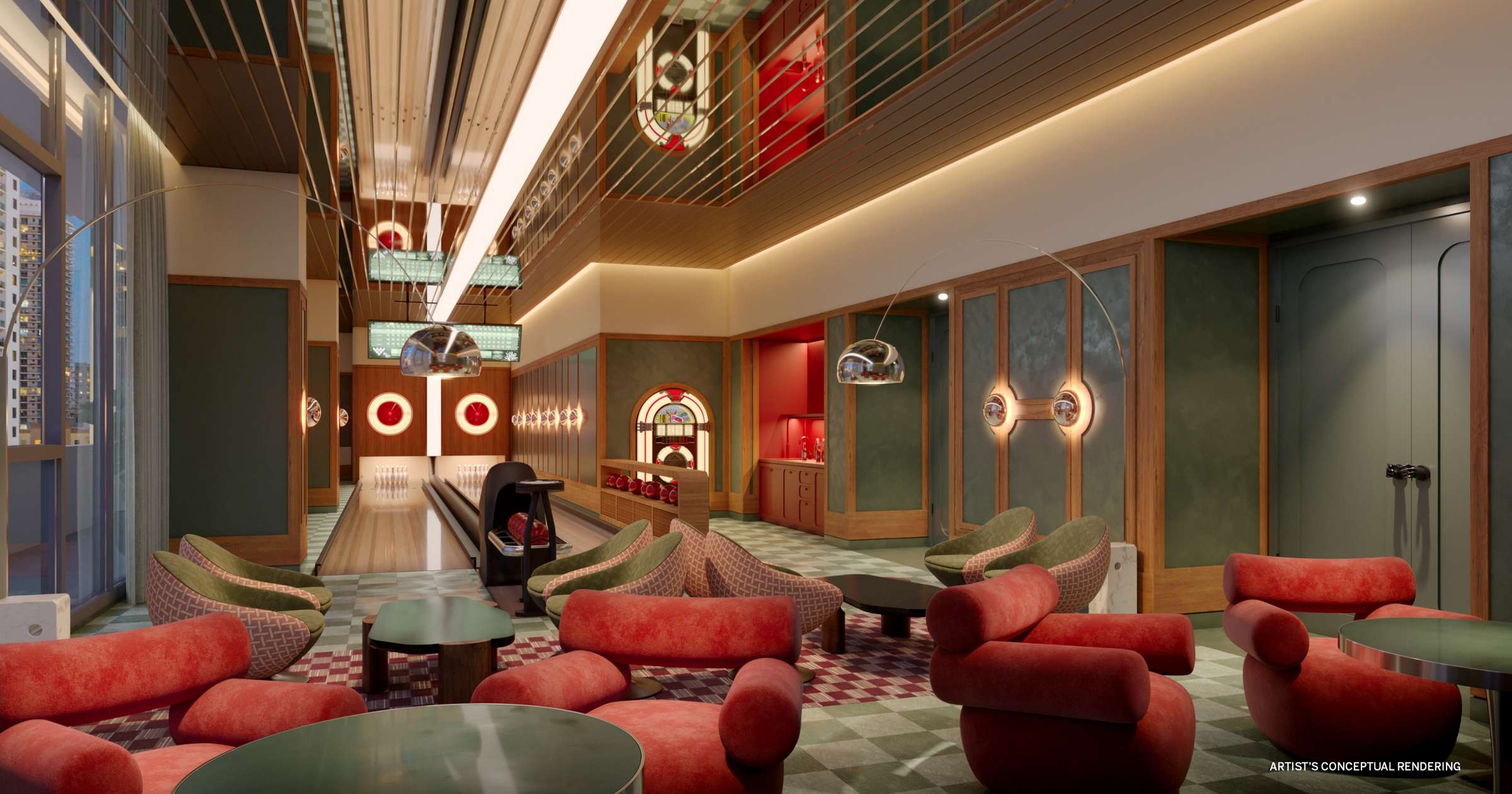 3 of 32. The Resident only Bowling Alley at The Standard Residences Brickell Miami