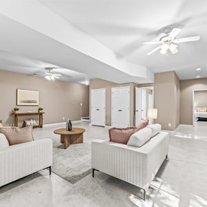 Spacious living area with abundant natural light, featuring versatile layout and modern finishes throughout.