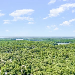 Expansive wooded landscape with picturesque views and nearby water features, perfect for nature enthusiasts.
