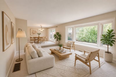 Living Rm & Dining Rm Virtually Staged & Painted