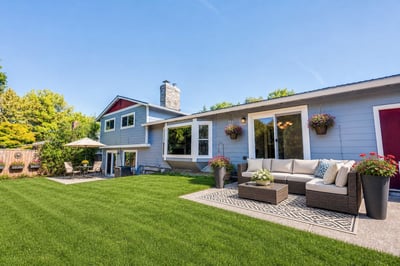 Virtually Staged Backyard & Enhanced Lawn