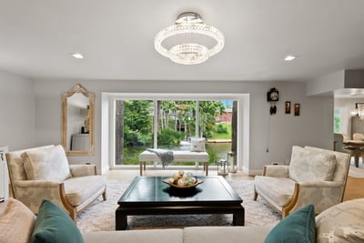Living room with lake views