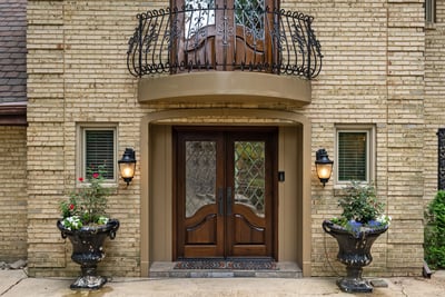 Front entrance and juliet balcony