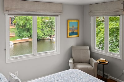 Lake views from primary bedroom