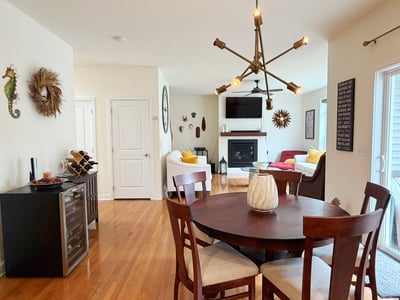 Kitchen Dining Area with Chandelier