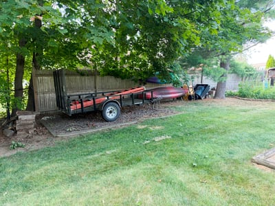 One of two gravel pads for storing equipment, etc.