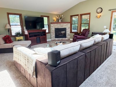 Family Room w/ Updated Sconce Wall Lighting & Ceiling Fan/Light
