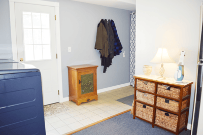 Laundry Rm/Mudrm w/ carpeting & ceramic tile at door to back yard