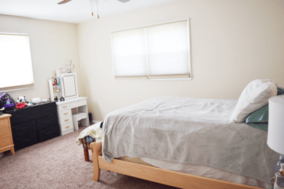 Bedroom 1 Carpet 2016, cordless shades & seller added attic hatch to this closet