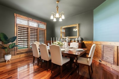 VIRTUAL STAGING: This photo of the dining room has been virtually staged.