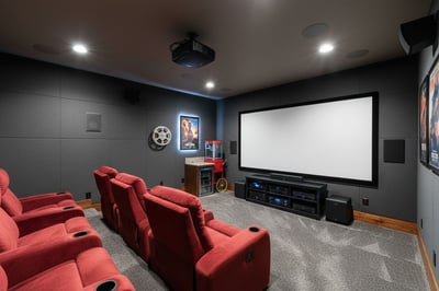 VIRTUALLY STAGED: Media/Theater Room has been virtually staged to reflect the possibilities for this space.