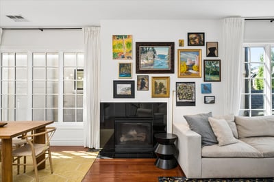 Cozy gas fireplace.
