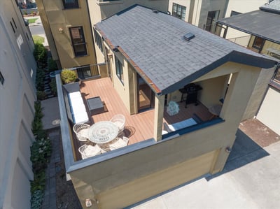 Bird's eye view of the wrap-around deck.