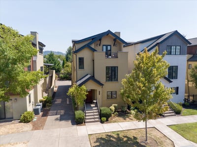 Bird's-eye view looking at the front of the home.