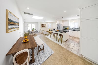 Virtually staged dining and family areas