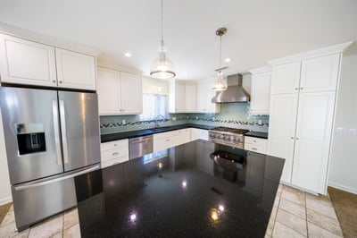 Large kitchen island with storage on all sides