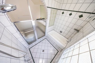 Huge walk in shower with tub