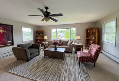 Great Room. Picture windows bring in the LIGHT and Distant Views.