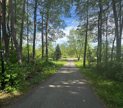 Set back from the road. Paved Driveway