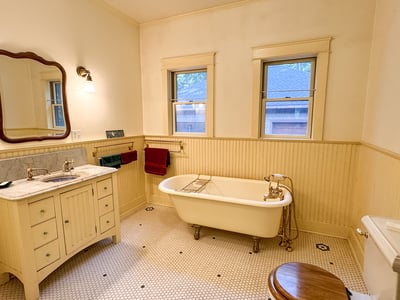 Tile Bath 1 with Clawfoot Tub and Tile Walk-in Shower