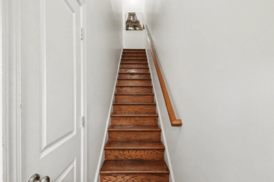 Stairway leading to the main level.