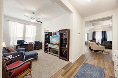 Bright, open layout featuring cozy living spaces and thoughtful storage, perfect for comfortable everyday living.