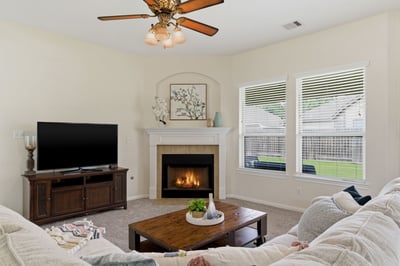 Beautiful gas fireplace perfect for cozy nights in.