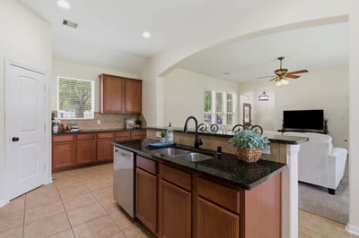 Check out that additional counter space area under the window! Perfect for serving or a coffee/wine bar.