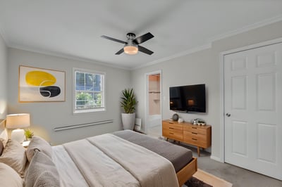 VIRTUALLY STAGED PRIMARY BEDROOM WITH FULL BATH