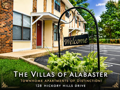 Discover comfortable townhome living at The Villas of Alabaster, conveniently located on Hickory Hills Drive.