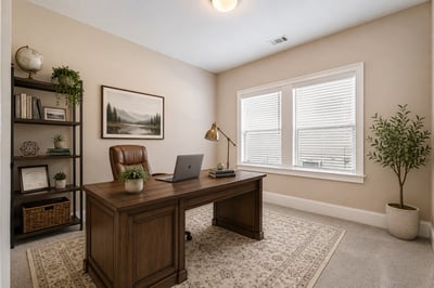 Secondary Bedroom Virtually Staged As An Office