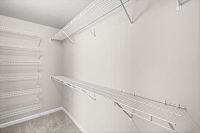 Spacious closet featuring organized shelving, perfect for maximizing storage and keeping belongings easily accessible.