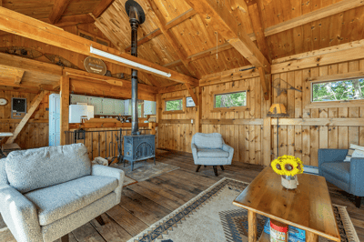 Wood Interior- Living/Kitchen