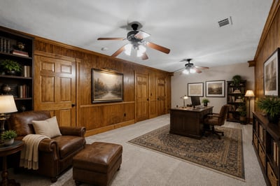 Virtually staged photo showing the room as an office.
