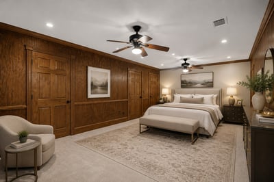 Virtually staged photo of spacious ensuite bedroom