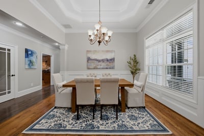 Spacious dining area is perfect for gatherings.