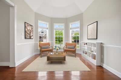 Virtually staged front sitting room