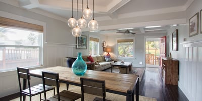 Dining area flows from kitchen into living room. Open floor plan.