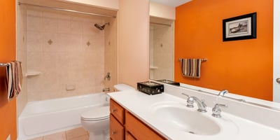 Hall Bathroom has a beautifully tiled shower/tub.