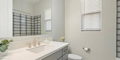 Modern guest bathroom offering sleek finishes, updated vanity, and a clean, contemporary design for everyday comfort.