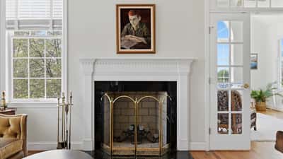 Living Room Wood Burning Fireplace