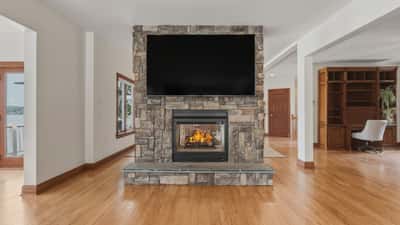Pass-through fireplace
