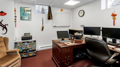 Private lower-level Office: 
Work from home in this well-designed bright and quiet workspace.