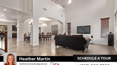 The spacious living room features abundant natural light, modern flooring updates, and a fluid layout that connects to the dining space. This Glendale home offers comfort and style throughout.