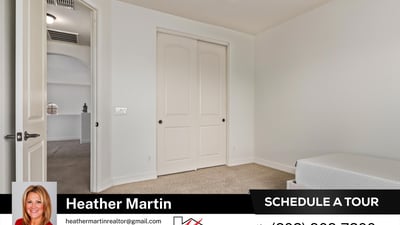 Featuring double-door closet access and ceiling fan, this bedroom offers practical comfort. A valuable addition to this Glendale property with pool and thoughtful interior design.