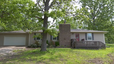 Front elevation, 3br, 2 bath ranch house
