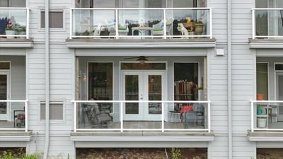 Motorized Remote Controlled Balcony Screen in Up Position
